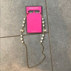 Eyeglass Chain - gold, pearl bows